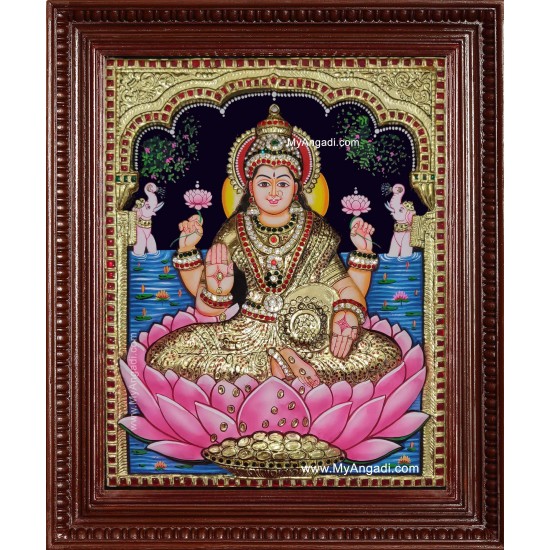 Gaja Lakshmi 3d Embossed Tanjore Painting