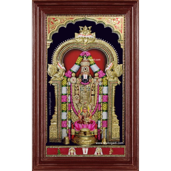 Tirupathi Balaji Lakshmi 3d Embossed Tanjore Painting Tirupathi Balaji Lakshmi 3d Embossed Tanjore Painting