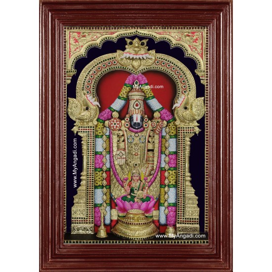 Tirupati Balaji Lakshmi 3d Embossed Tanjore Painting Tirupati Balaji Lakshmi 3d Embossed Tanjore Painting