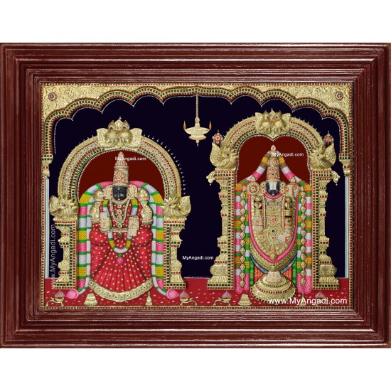 Tirupati Balaji Padmavati Lakshmi 3d Embossed Tanjore Painting Tirupati Balaji Padmavati Lakshmi 3d Embossed Tanjore Painting