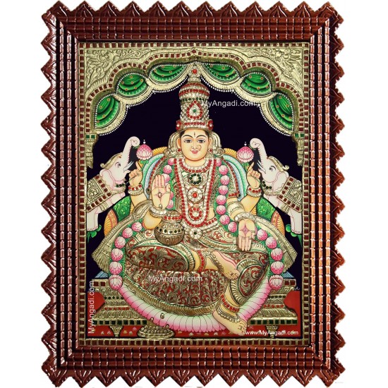 Gaja Lakshmi 3d Embossed Tanjore Painting