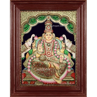 Gaja Lakshmi 3d Embossed Tanjore Painting