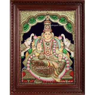 Gaja Lakshmi 3d Embossed Tanjore Painting