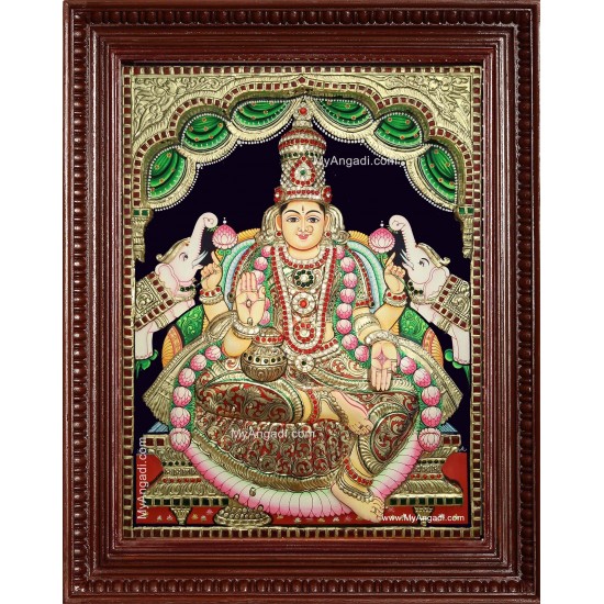 Gaja Lakshmi 3d Embossed Tanjore Painting