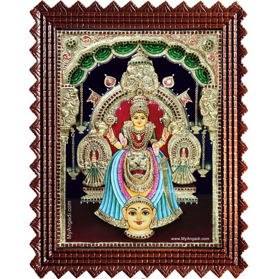 Kollur Mookambika Devi 3d Embossed Tanjore Painting Kollur Mookambika Devi 3d Embossed Tanjore Painting