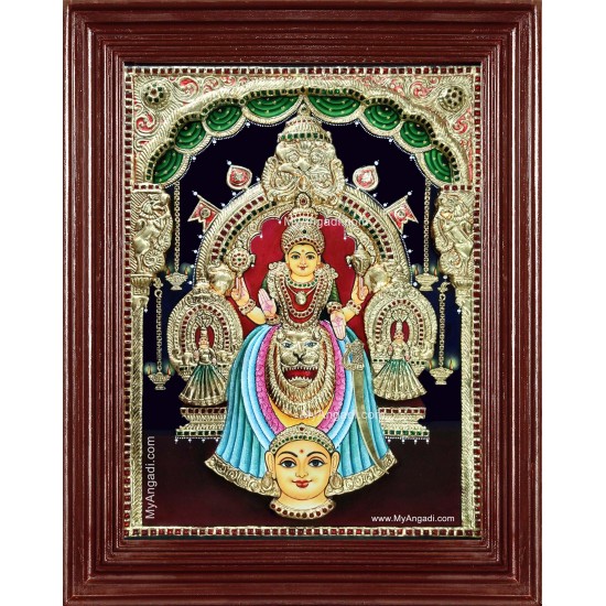 Kollur Mookambika Devi 3d Embossed Tanjore Painting Kollur Mookambika Devi 3d Embossed Tanjore Painting