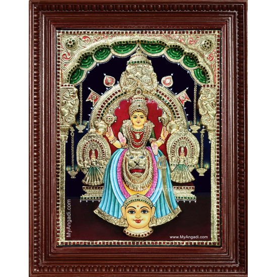 Kollur Mookambika Devi 3d Embossed Tanjore Painting Kollur Mookambika Devi 3d Embossed Tanjore Painting