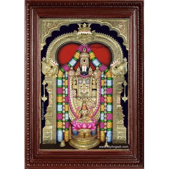 Tirumalai Srinivasan Lakshmi 3d Embossed Tanjore Painting Tirumalai Srinivasan Lakshmi 3d Embossed Tanjore Painting