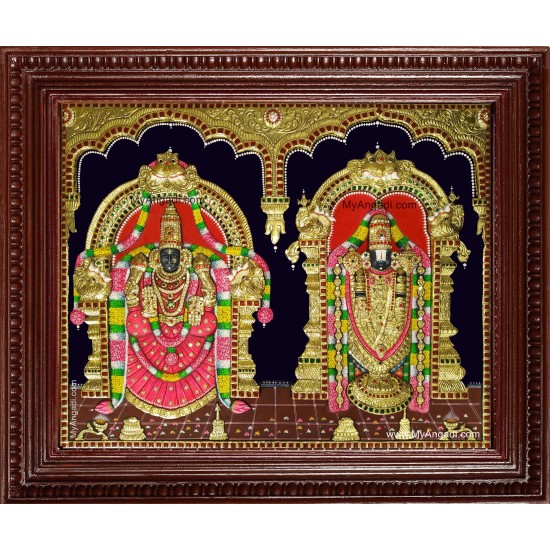 Balaji Padmavati Amma 3d Embossed Tanjore Painting