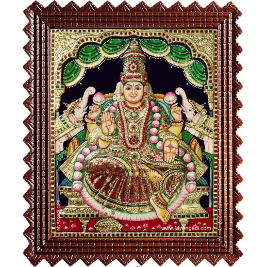 Shri Gaja Lakshmi 3d Embossed Tanjore Painting