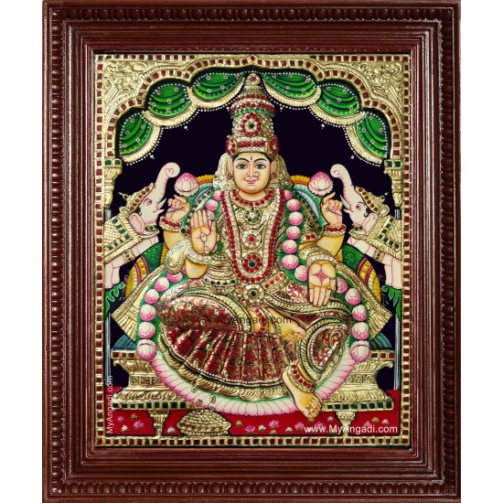 Shri Gaja Lakshmi 3d Embossed Tanjore Painting