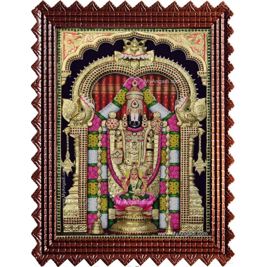 Thirupathi Balaji Perumal Lakshmi 3d Embossed Tanjore Painting