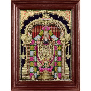 Thirupathi Balaji Perumal Lakshmi 3d Embossed Tanjore Painting