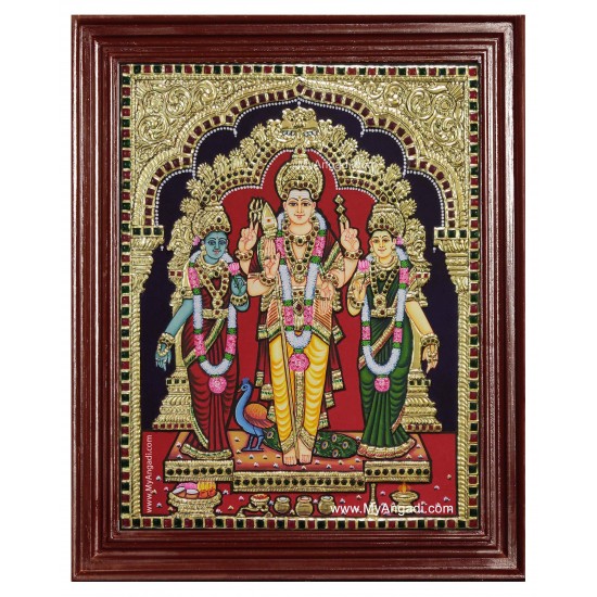 Murugan Valli Devasena Tanjore Painting