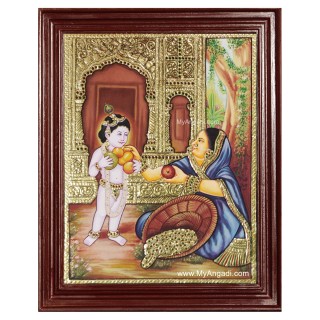 Krishna Buying Fruits Tanjore Painting