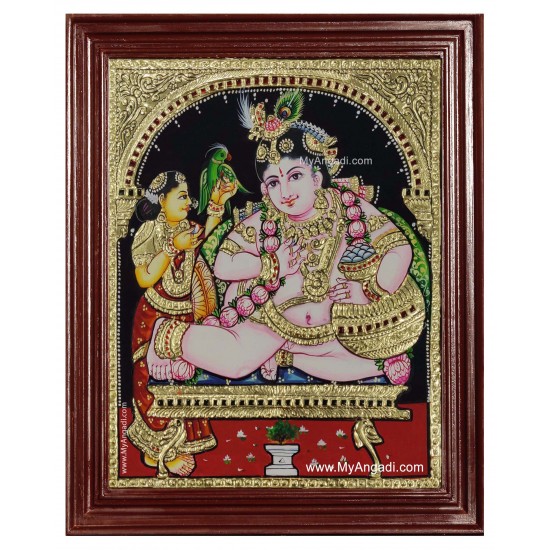 Krishna Butter Pot Tanjore Painting