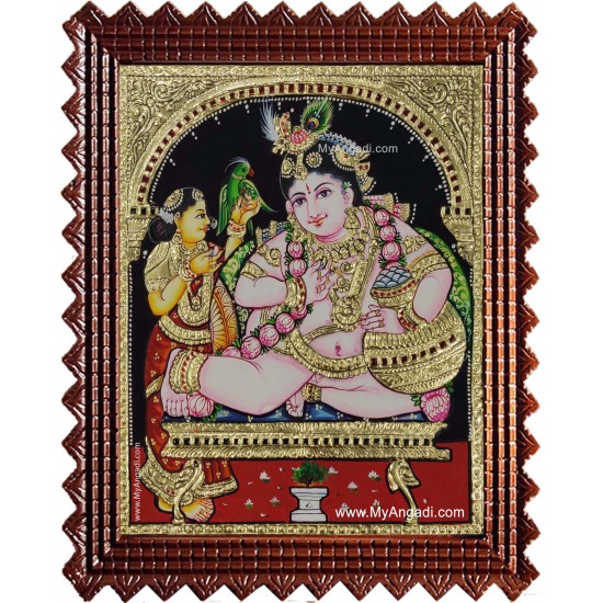 Krishna Butter Pot Tanjore Painting Krishna Butter Pot Tanjore Painting