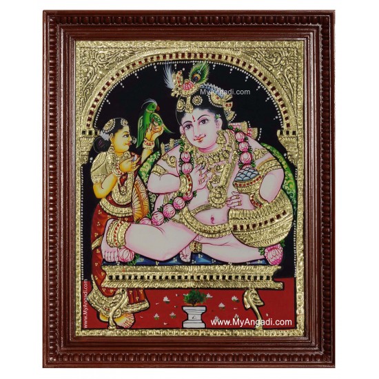Krishna Butter Pot Tanjore Painting Krishna Butter Pot Tanjore Painting