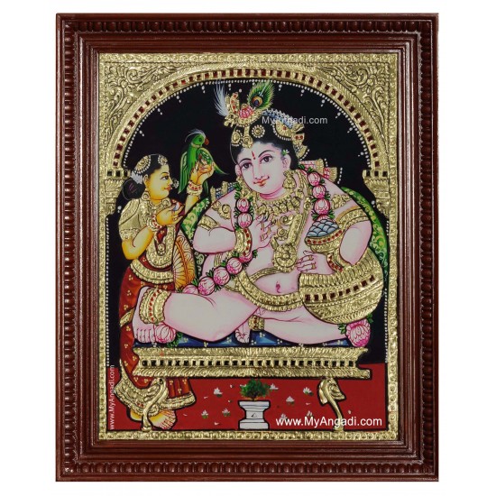 Krishna Butter Pot Tanjore Painting