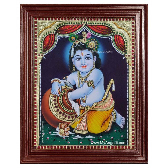 Krishna Butter Pot Tanjore Painting