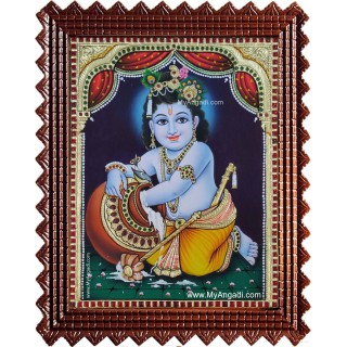 Krishna Butter Pot Tanjore Painting