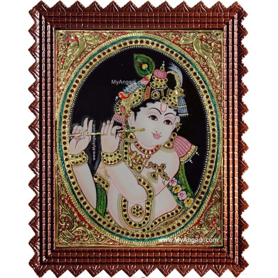 Flute Krishna Tanjore Painting Flute Krishna Tanjore Painting