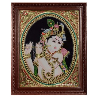 Flute Krishna Tanjore Painting