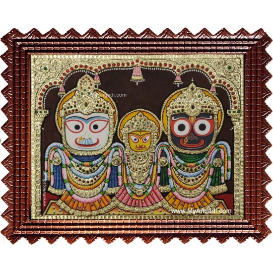 Jagannath - Krishna Balaram Subathra Tanjore Painting Jagannath - Krishna Balaram Subathra Tanjore Painting