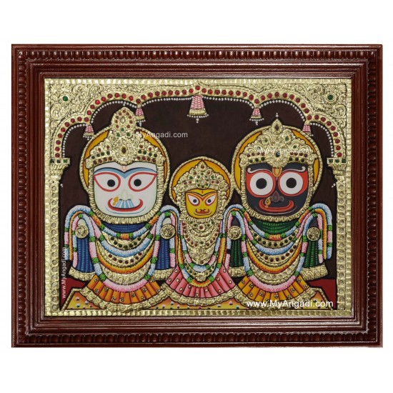 Jagannath - Krishna Balaram Subathra Tanjore Painting Jagannath - Krishna Balaram Subathra Tanjore Painting