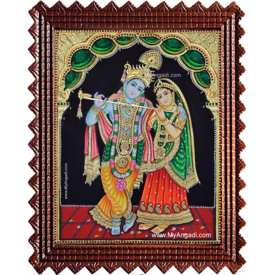 Radha Krishna Playing Flute Tanjore Painting Radha Krishna Playing Flute Tanjore Painting