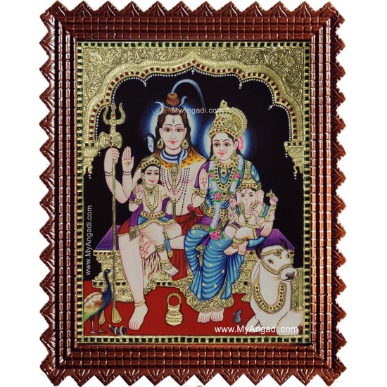 Shiva Family Paarvathi Ganesh Murugan Tanjore Painting