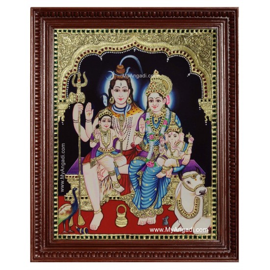 Shiva Family Paarvathi Ganesh Murugan Tanjore Painting Shiva Family Paarvathi Ganesh Murugan Tanjore Painting