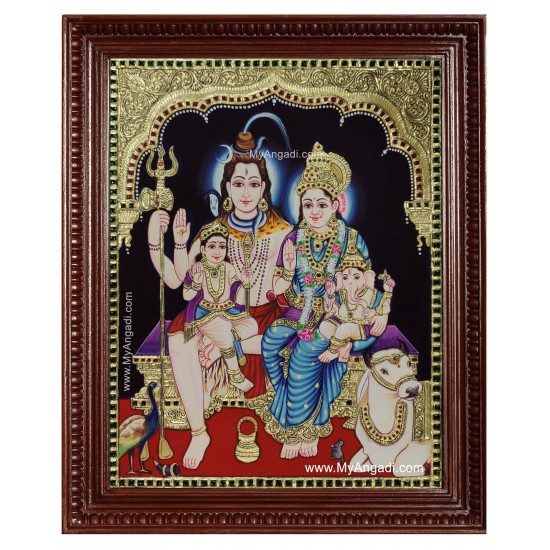 Shiva Family Paarvathi Ganesh Murugan Tanjore Painting