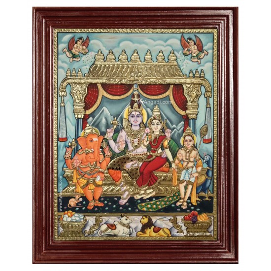 Shiva Family Paarvathi Ganesh Murugan Tanjore Painting Shiva Family Paarvathi Ganesh Murugan Tanjore Painting