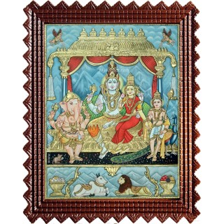 Shiva Family Paarvathi Ganesh Murugan Tanjore Painting Shiva Family Paarvathi Ganesh Murugan Tanjore Painting