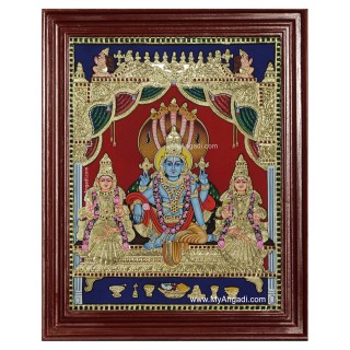 Vishnu Sri Devi Bhoo Devi Tanjore Painting