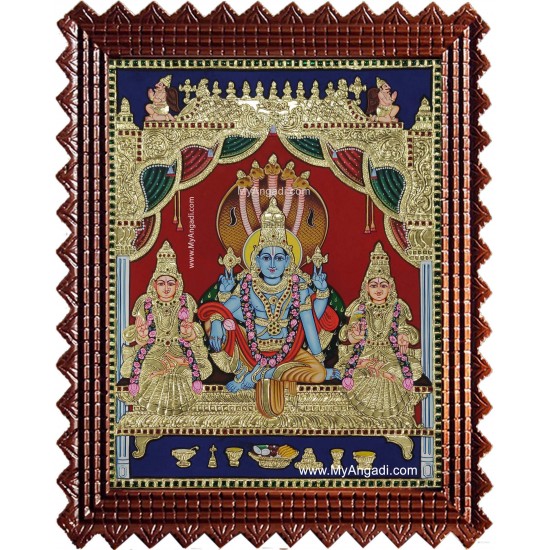 Vishnu Sri Devi Bhoo Devi Tanjore Painting