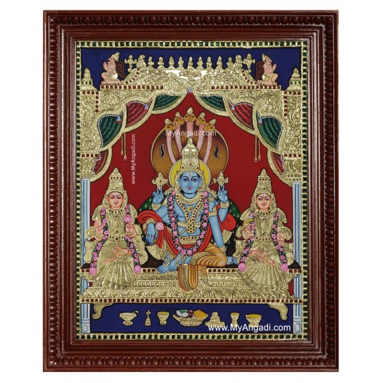 Vishnu Sri Devi Bhoo Devi Tanjore Painting Vishnu Sri Devi Bhoo Devi Tanjore Painting
