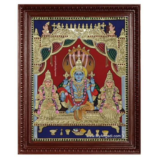 Vishnu Sri Devi Bhoo Devi Tanjore Painting