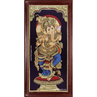 Flute Ganesha Tanjore Painting