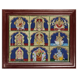 Panel Shiva Balaji Lakshm Murugan Ganesha Saraswathi Tanjore Painting