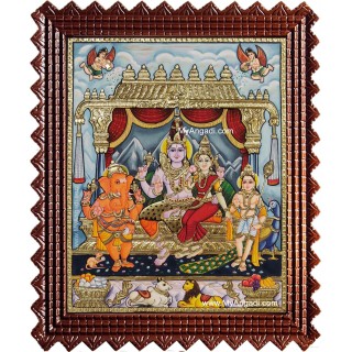 Siva Family Paarvathi Ganesh Murugan Tanjore Painting