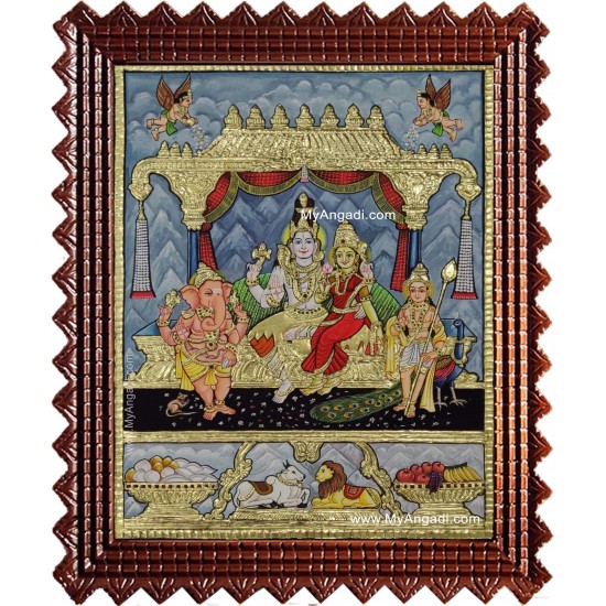 Shiva Family Shiva Sakthi Ganesh Murugan Tanjore Painting