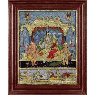 Shiva Family Shiva Sakthi Ganesh Murugan Tanjore Painting