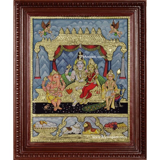Shiva Family Shiva Sakthi Ganesh Murugan Tanjore Painting Shiva Family Shiva Sakthi Ganesh Murugan Tanjore Painting