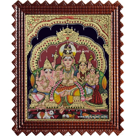 Shiva Parvati Ganesh Murugan Tanjore Painting