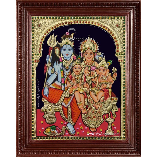 Shiva Parvati Ganesh Murugan Tanjore Painting