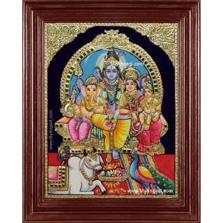 Shiva Darbar Siva Sakthi Ganesh Murugan Tanjore Painting