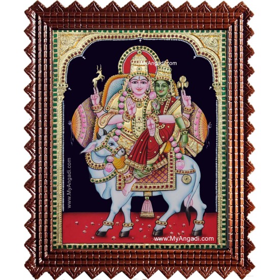 Shiva Parvati Pradosha Shivan Tanjore Painting Shiva Parvati Pradosha Shivan Tanjore Painting