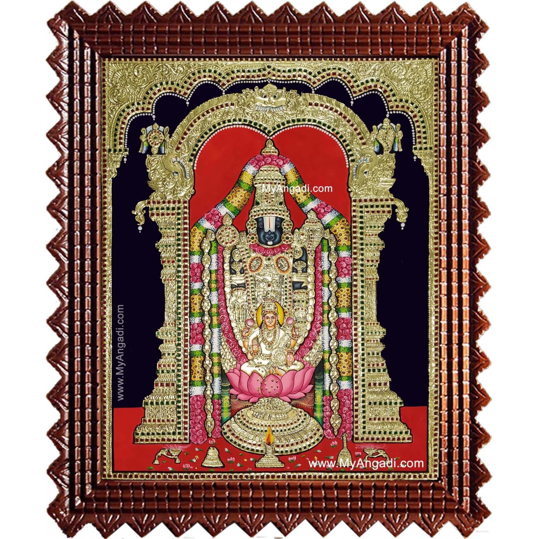 Tirupathi Balaji Lakshmi Big Size Tanjore Painting, Tirupati Balaji